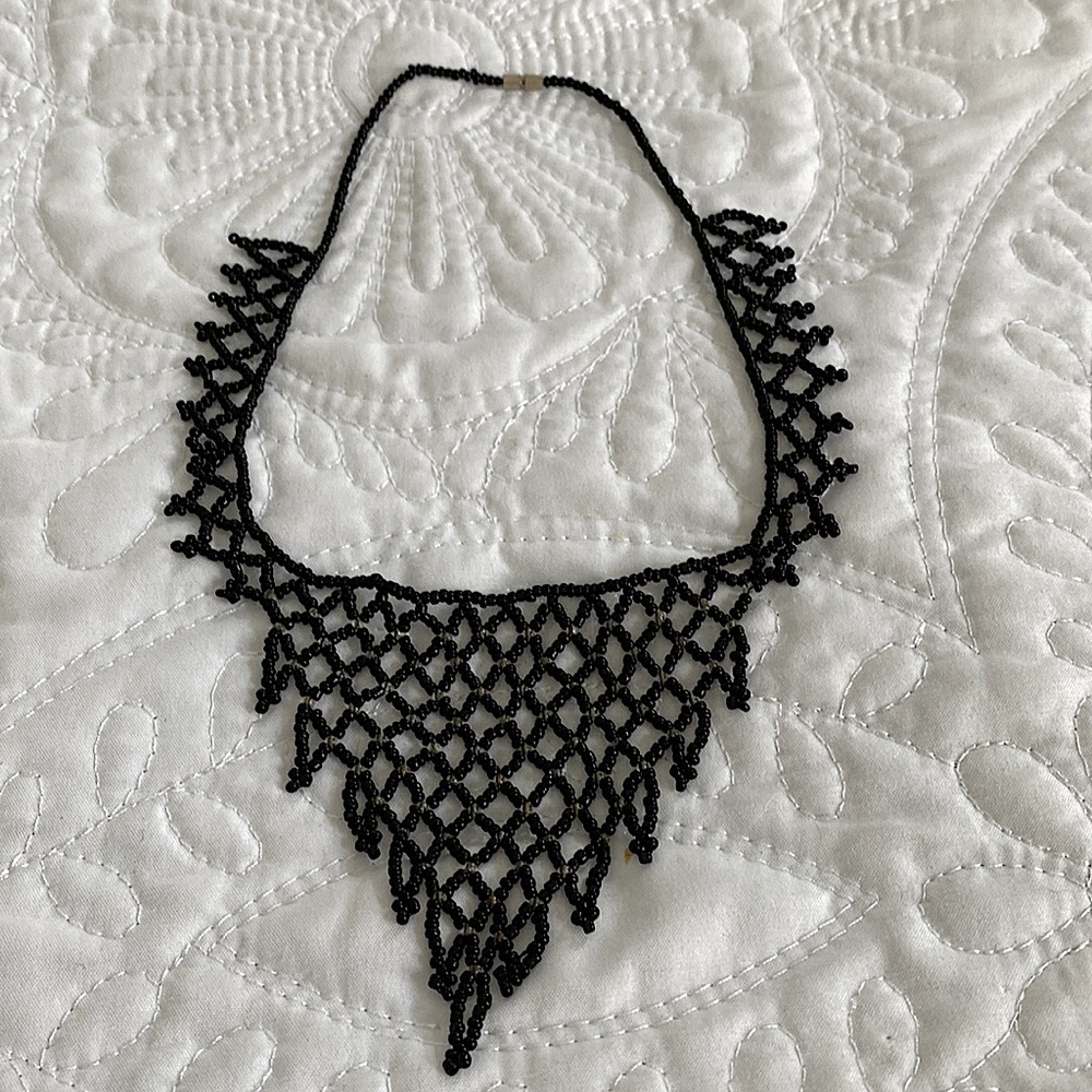 Black beaded necklace choker